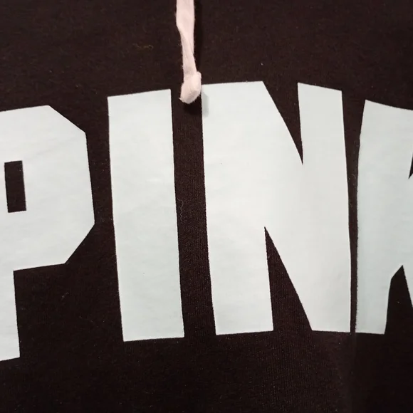 PINK Victoria's Secret Black Cropped Hoodie Sweater - Picture 2 of 5